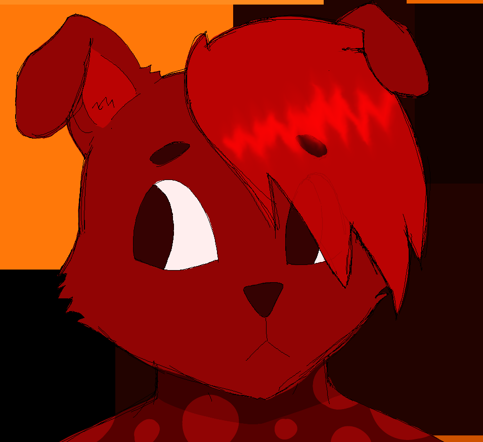 a portrait drawing of a sad red puppy