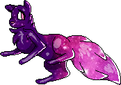 A picture of a galaxy cat, with a gradient from dark purple on the head to pink magenta on the tail